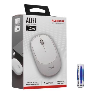 Altec Lansing ALBM7314 Beyaz 2.4GHz USB 1200DPI Alkalin Pilli Kablosuz Mouse - 1