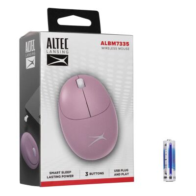 Altec Lansing ALBM7335 Pembe 2.4GHz USB 1200DPI Alkalin Pilli Kablosuz Mouse - 1