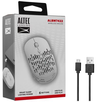 Altec Lansing ALBM7422 Beyaz 2.4GHz Şarj Edilebilir Tek Renkli 1600DPI Optik Kablosuz Mouse - 1