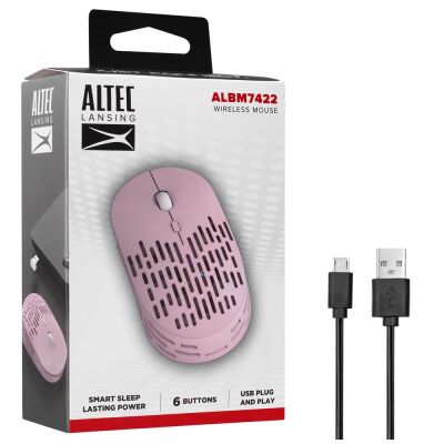 Altec Lansing ALBM7422 Pembe 2.4GHz Şarj Edilebilir Tek Renkli 1600DPI Optik Kablosuz Mouse - 1