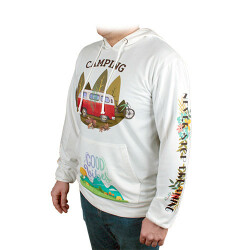 Sublimasyon Cepli Kapşonlu Pamuk Polyester Unisex Sweatshirt - Yetişkin - 3