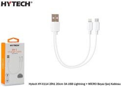 Hytech HY-X114 2İN1 20cm 3A USB Lightning + MİCRO - 1