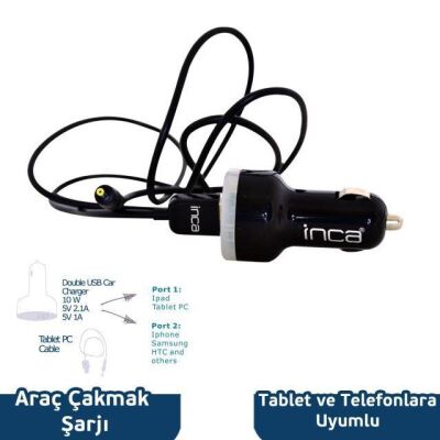 Inca IPS-550S Univarsal Tablet Uyumlu Araç Şarj Cihazı Siyah - 1