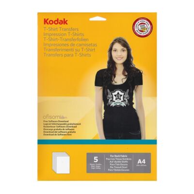 Kodak T-Shirt Transfer Baskı Kağıdı A4 Siyah-Renkli 5 Sayfa - 1