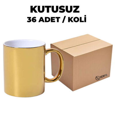 Kutusuz 1 Koli Sublimasyon Porselen Altın Metalik Kupa (36 Adet) - 1