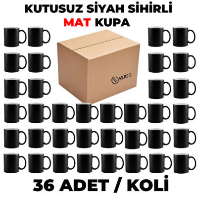 Kutusuz 1 Koli Sublimasyon Porselen Mat Siyah Kupa (36 adet) - 1