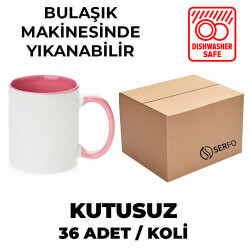 Kutusuz 1 Koli Sublimasyon Porselen Sapı ve İçi Pembe Kupa (36 Adet) - 1