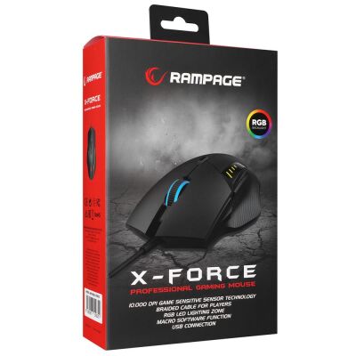 Rampage SMX-R83 X-FORCE Usb Siyah 10000 dpi RGB Aydınlatmalı Gaming Oyuncu Mouse - 1