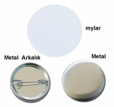 Rozet İğneli 37 mm Metal Arkalıklı (100 adet) - 1