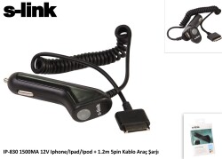 S-link IP-830 1500ma 12v ipod-iphone-ipad Araç Şarj Cihazı - 1