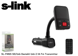 S-link SL-FM65 Hafızasız mp3 Transmıtter 2.1a Usb Şarj Portlu Usb Micro Sd Kart Destekli Kumandalı - 1