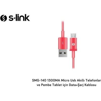 S-link SMG-140 1.3a Micro Usb pembe Data+Şarj Kablosu - 1