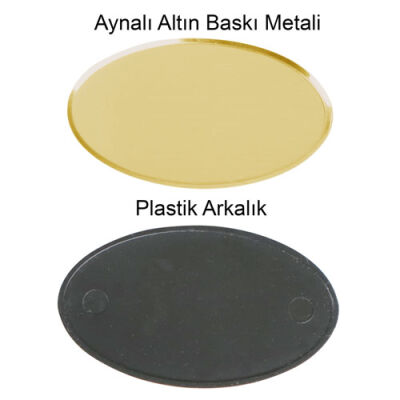 SPX Oval Metal Yaka İsimliği (aynalı altın) - 2