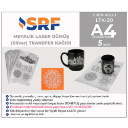 SRF Lazer Gümüş (Silver) Metalik Transfer Kağıdı (5 adet A4) - 1