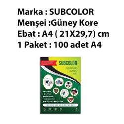 Subcolor Sublimasyon Sert Zemin Kağıdı A4 - 2