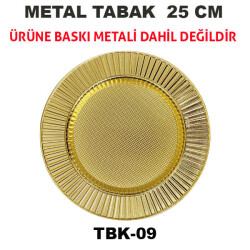 Sublimasyon 25 cm Altın Metal Tabak - Güneş - 1