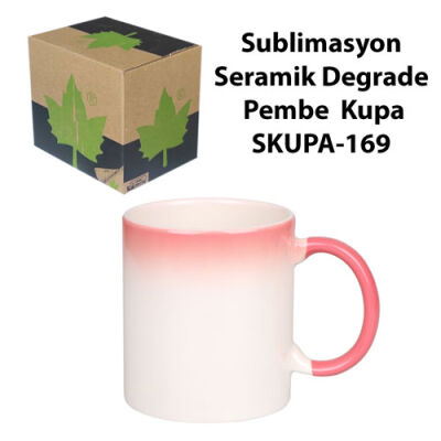 Sublimasyon Seramik Degrade Pembe Kupa - Kutulu - 2