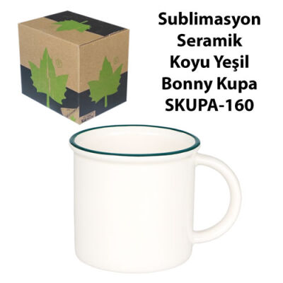 Sublimasyon Seramik Koyu Yeşil Bonny Kupa - Kutulu - 2