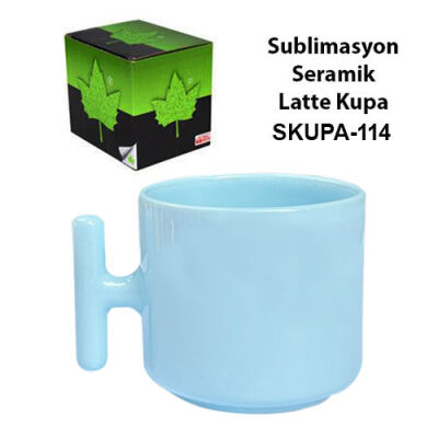 Sublimasyon Seramik Mavi Latte Kupa - Kutulu - 2