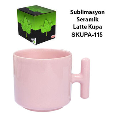 Sublimasyon Seramik Pembe Latte Kupa - Kutulu - 2