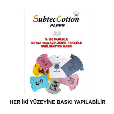 SubtecCotton Transfer Baskı Kağıdı (10 adet A3) - 1