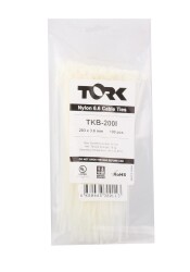 Tork TRK-200-200x7.5mm Beyaz 100lü Kablo Bağı - 1