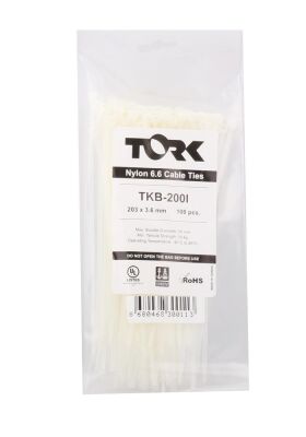 Tork TRK-200-200x7.5mm Beyaz 100lü Kablo Bağı - 1